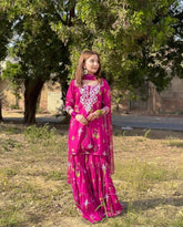 ,,Pink Embroidery-Printed 2pcs Sharara FZ Collection