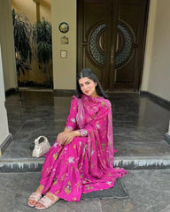 ,,Pink Embroidery-Printed 2pcs Sharara FZ Collection