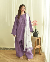 Purple Hearts 3pc Dress(Farshi Shalwar)