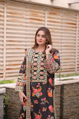 Ghania 3pc Embroidered+ printed