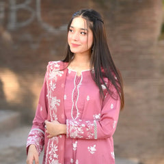Pink Flora Embroidered 3pcs