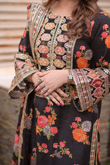 Ghania 3pc Embroidered+ printed