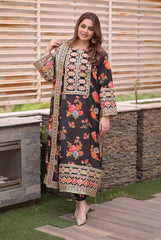 Ghania 3pc Embroidered+ printed