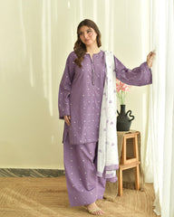 Purple Hearts 3pc Dress(Farshi Shalwar)