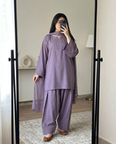 Soft Plum 3pc Dress(Farshi Shalwar)