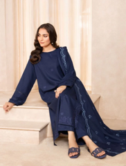 Blue Azereta Embroidered 3pc - FZ Collection