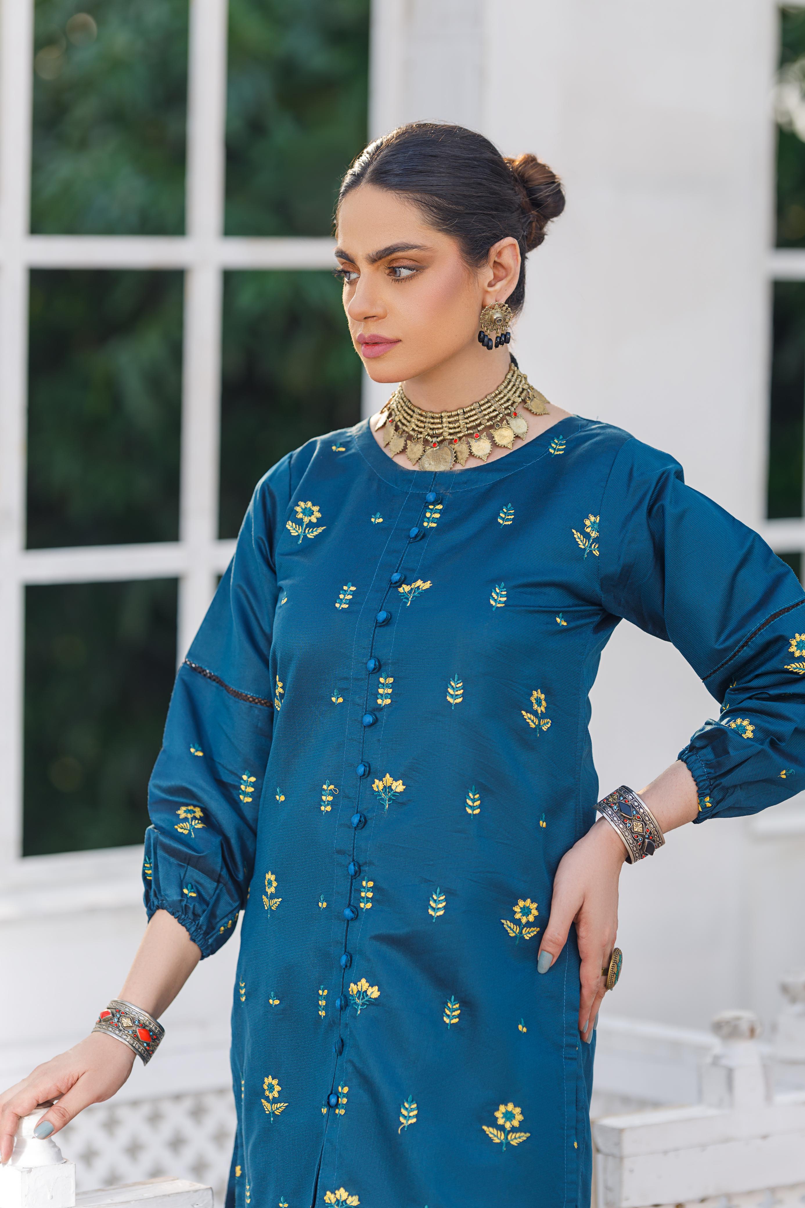 ,,Dastoor Plazo,2pc Embroidered FZ Collection