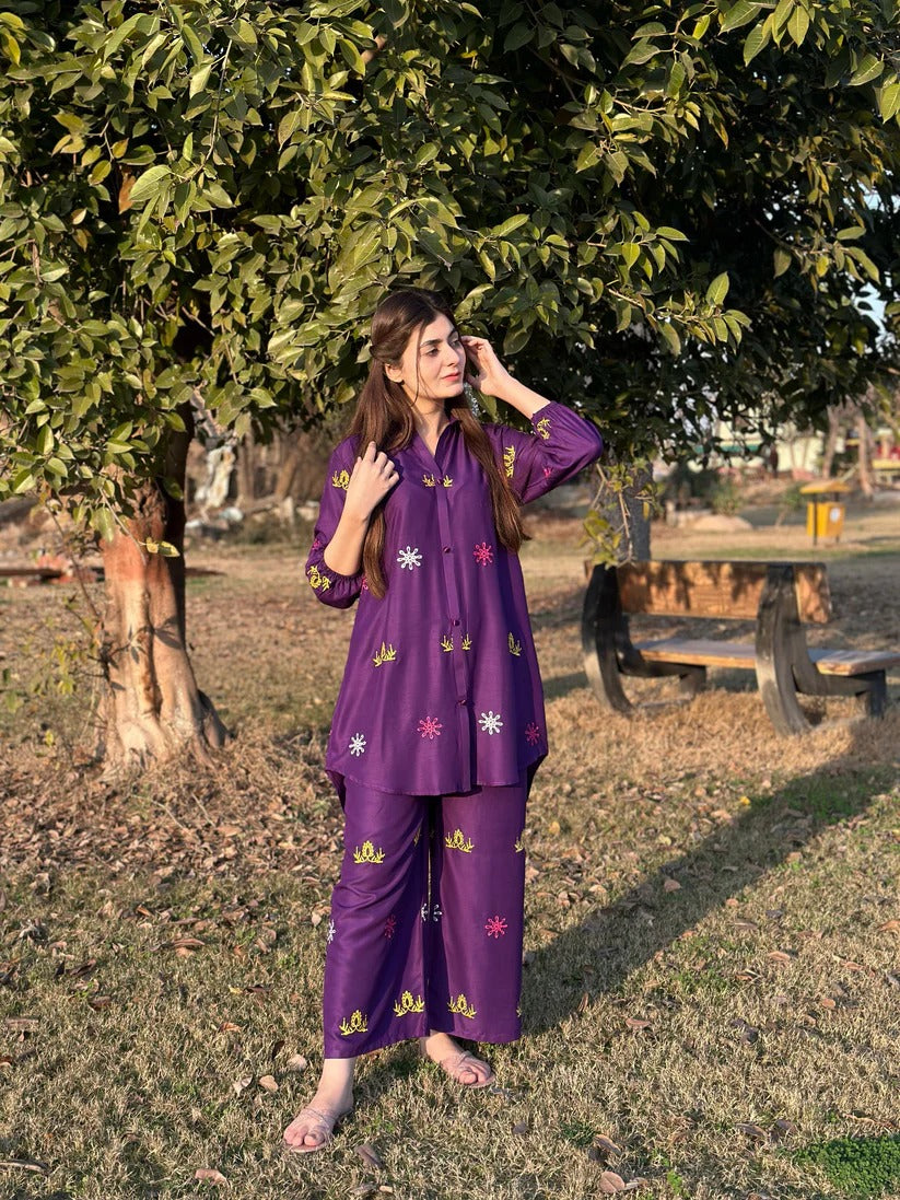 Linen Embroidary Plazo 2 Piece FZ Collection