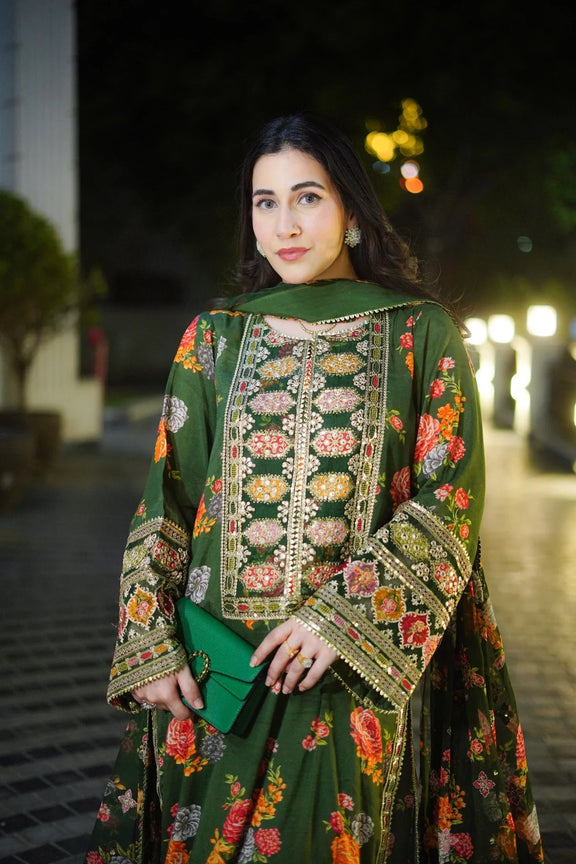 Ghania 3pc Embroidered+ printed